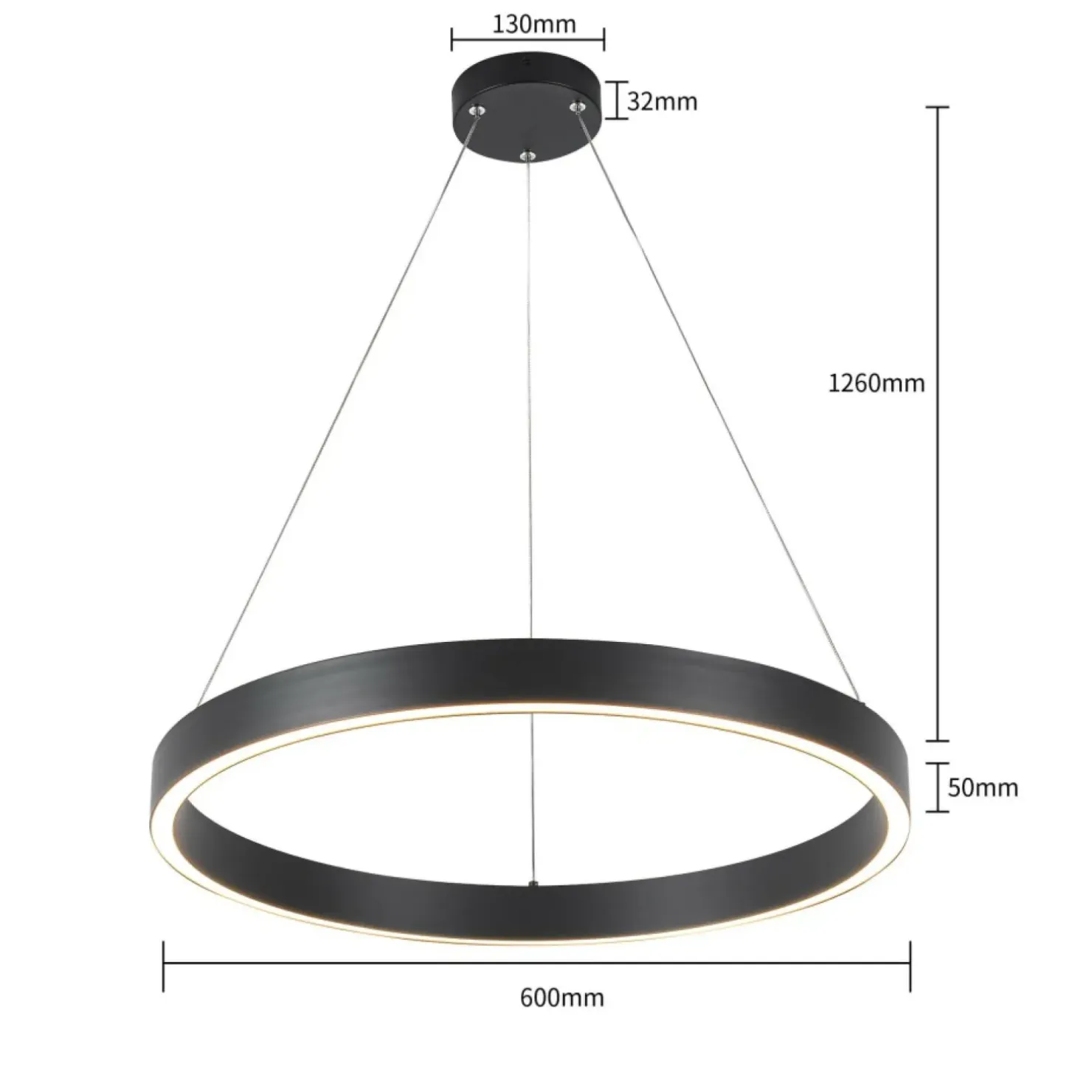 Clearance Sklep Kaja Czarna obręcz wisząca do salonu LP-033/1P S BK TRIANGLE z serii MIDWAY