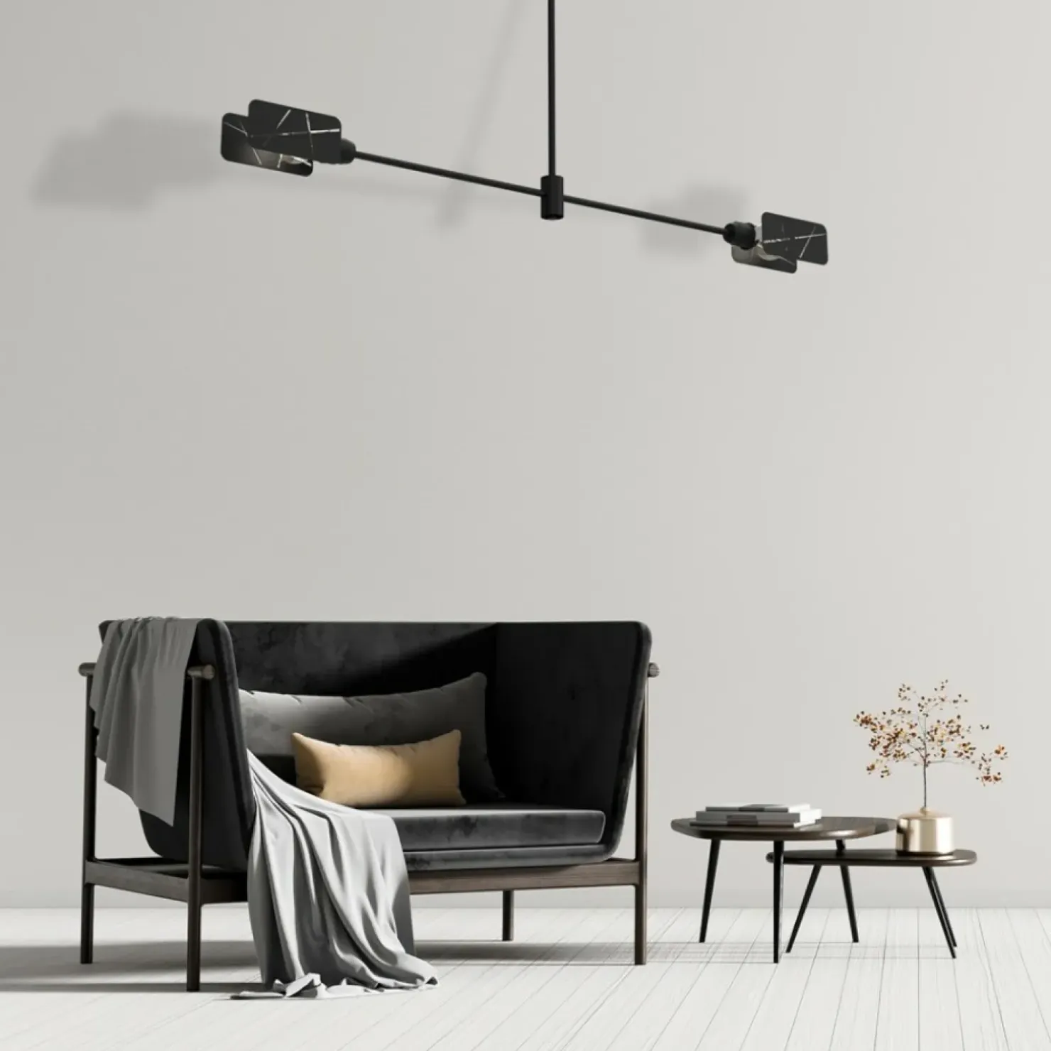 Best Sklep Kaja Czarna, ozdobna lampa sufitowa, na dwie żarówki MLP8678 z serii ASTRA | Kaja Ośw