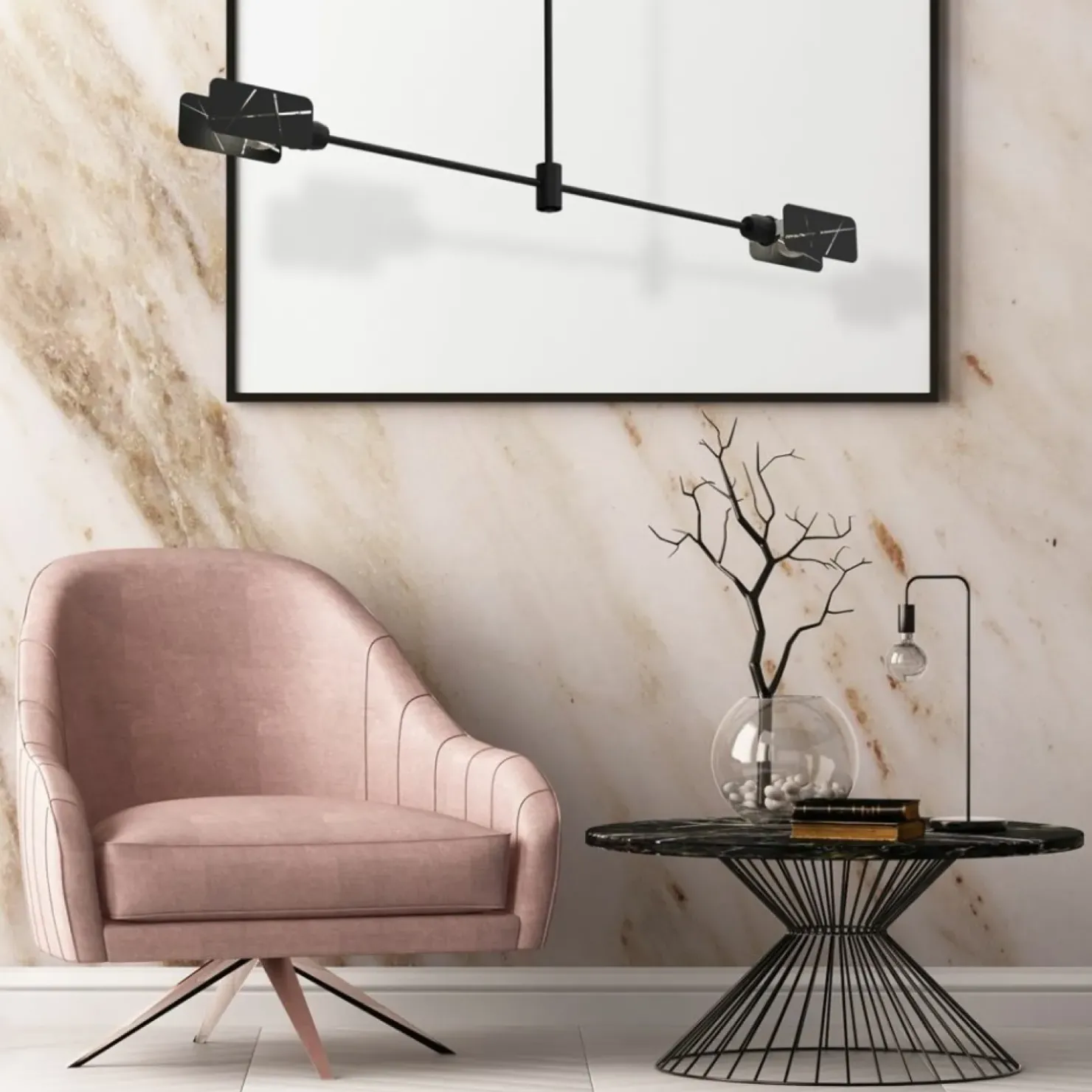 Best Sklep Kaja Czarna, ozdobna lampa sufitowa, na dwie żarówki MLP8678 z serii ASTRA | Kaja Ośw