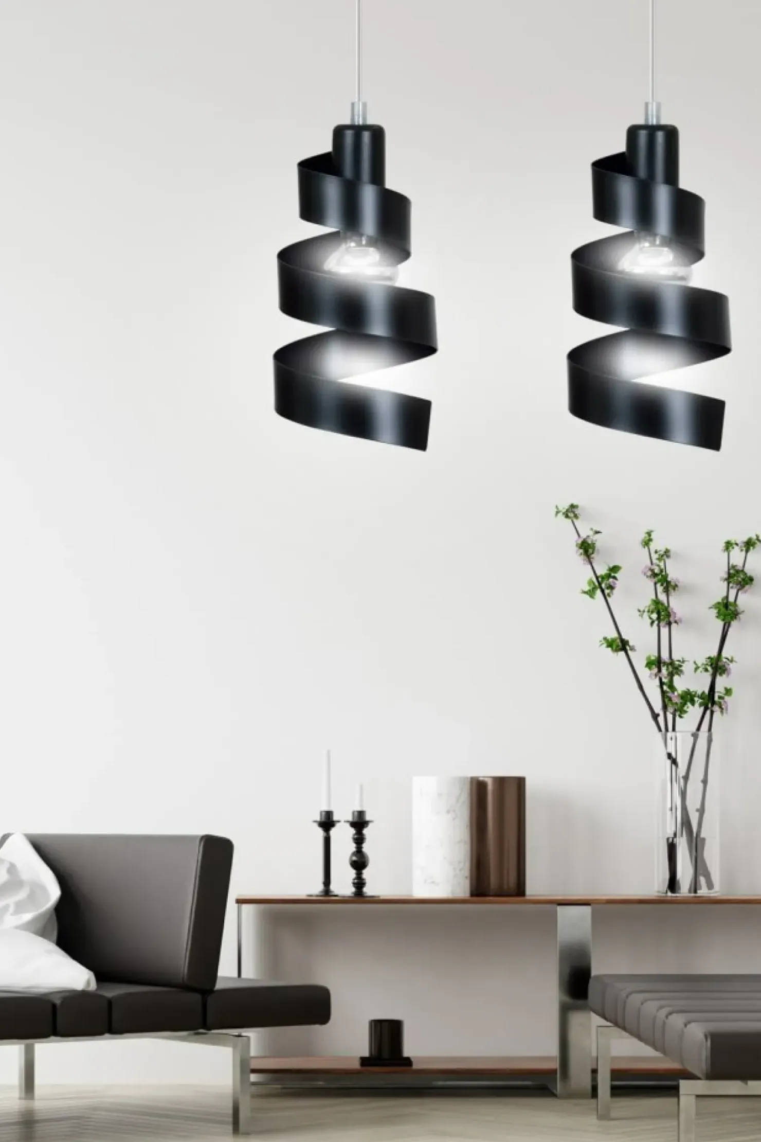 Sale Sklep Kaja Czarna, ozdobna lampa wisząca do sypialni 352/2 SAGA | Kaja czarny