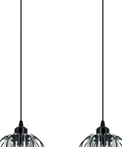 Czarna, podwójna lampa wisząca z kloszami 8221/2 BL z serii AC*Sklep Kaja Outlet