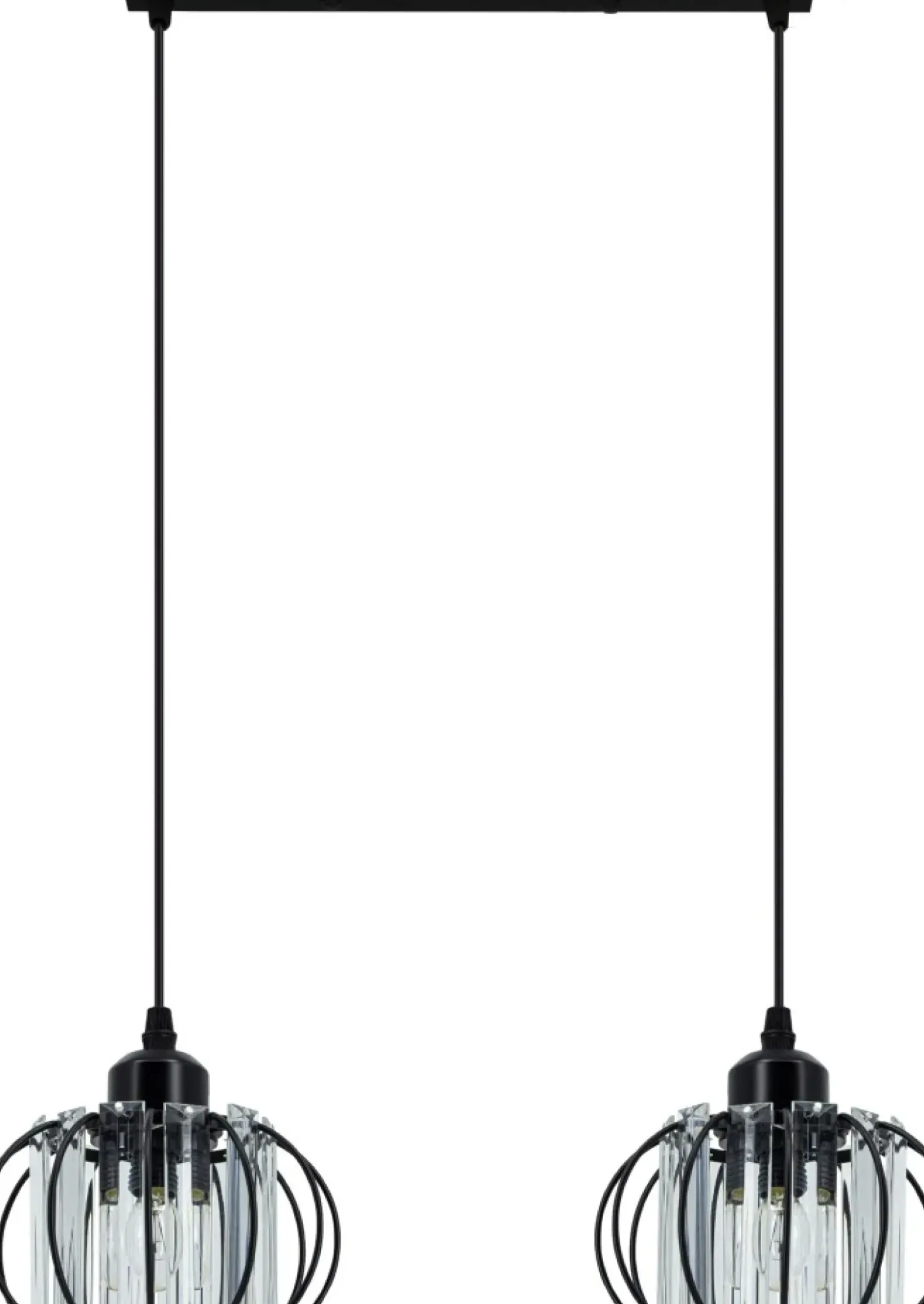 Czarna, podwójna lampa wisząca z kloszami 8221/2 BL z serii AC*Sklep Kaja Outlet