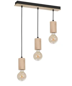 Outlet Sklep Kaja Czarna, ponadczasowa lampa wisząca z drewnemMLP8826 z serii LINES | Kaja Oświe naturalnedrewno