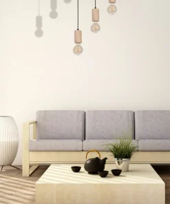 Outlet Sklep Kaja Czarna, ponadczasowa lampa wisząca z drewnemMLP8826 z serii LINES | Kaja Oświe naturalnedrewno