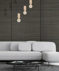 Outlet Sklep Kaja Czarna, ponadczasowa lampa wisząca z drewnemMLP8826 z serii LINES | Kaja Oświe naturalnedrewno