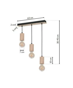 Outlet Sklep Kaja Czarna, ponadczasowa lampa wisząca z drewnemMLP8826 z serii LINES | Kaja Oświe naturalnedrewno