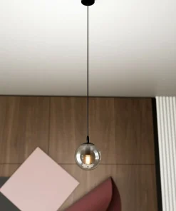 Fashion Sklep Kaja Czarna prosta lampa wisząca na jedną żarówkę 712/1 | Kaja Oświetlenie