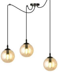 Discount Sklep Kaja Czarno miodowa lampa wisząca z kulistymi kloszami 938/3 | Kaja