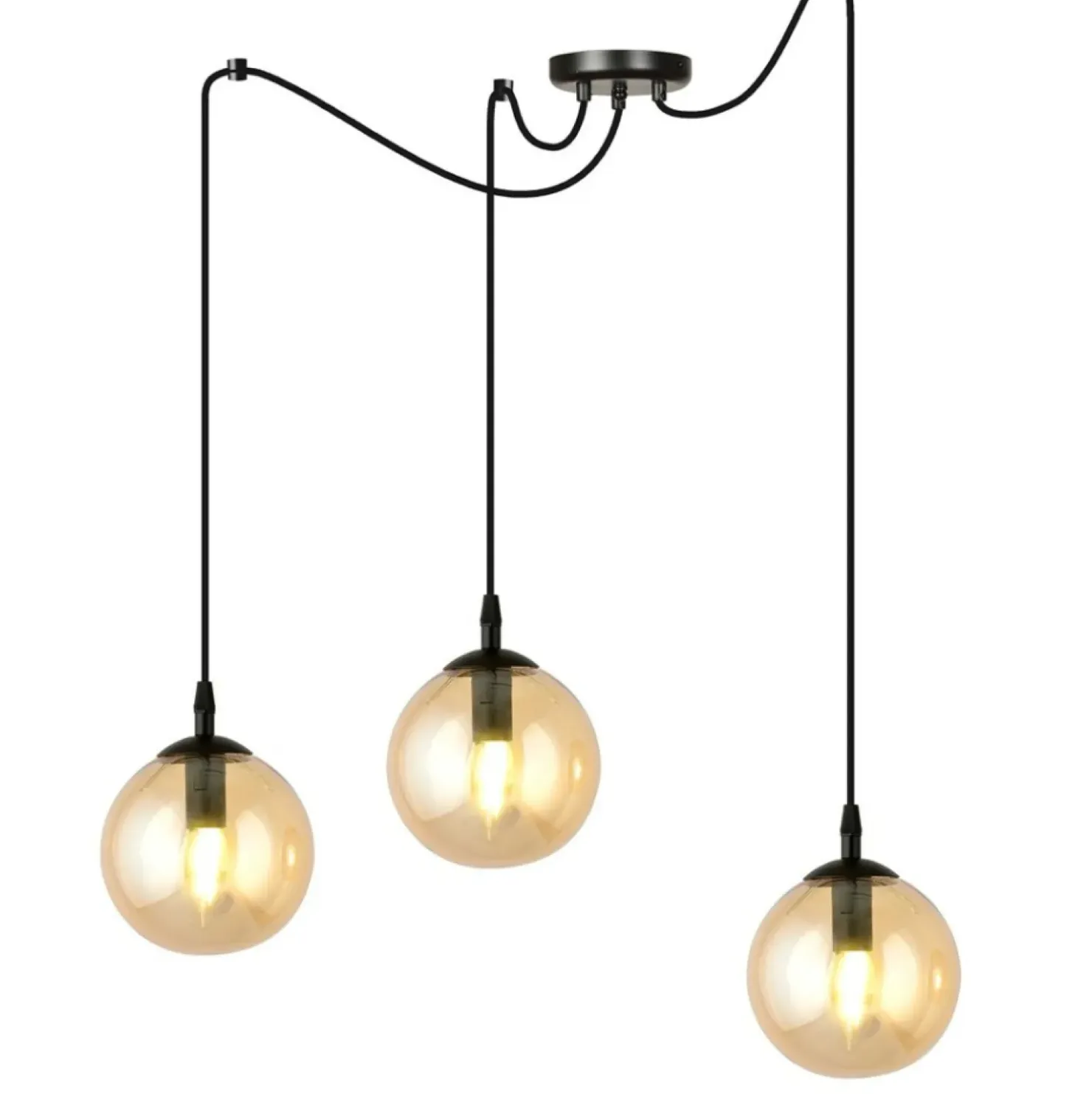 Discount Sklep Kaja Czarno miodowa lampa wisząca z kulistymi kloszami 938/3 | Kaja