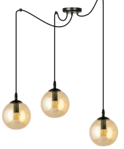 Discount Sklep Kaja Czarno miodowa lampa wisząca z kulistymi kloszami 938/3 | Kaja