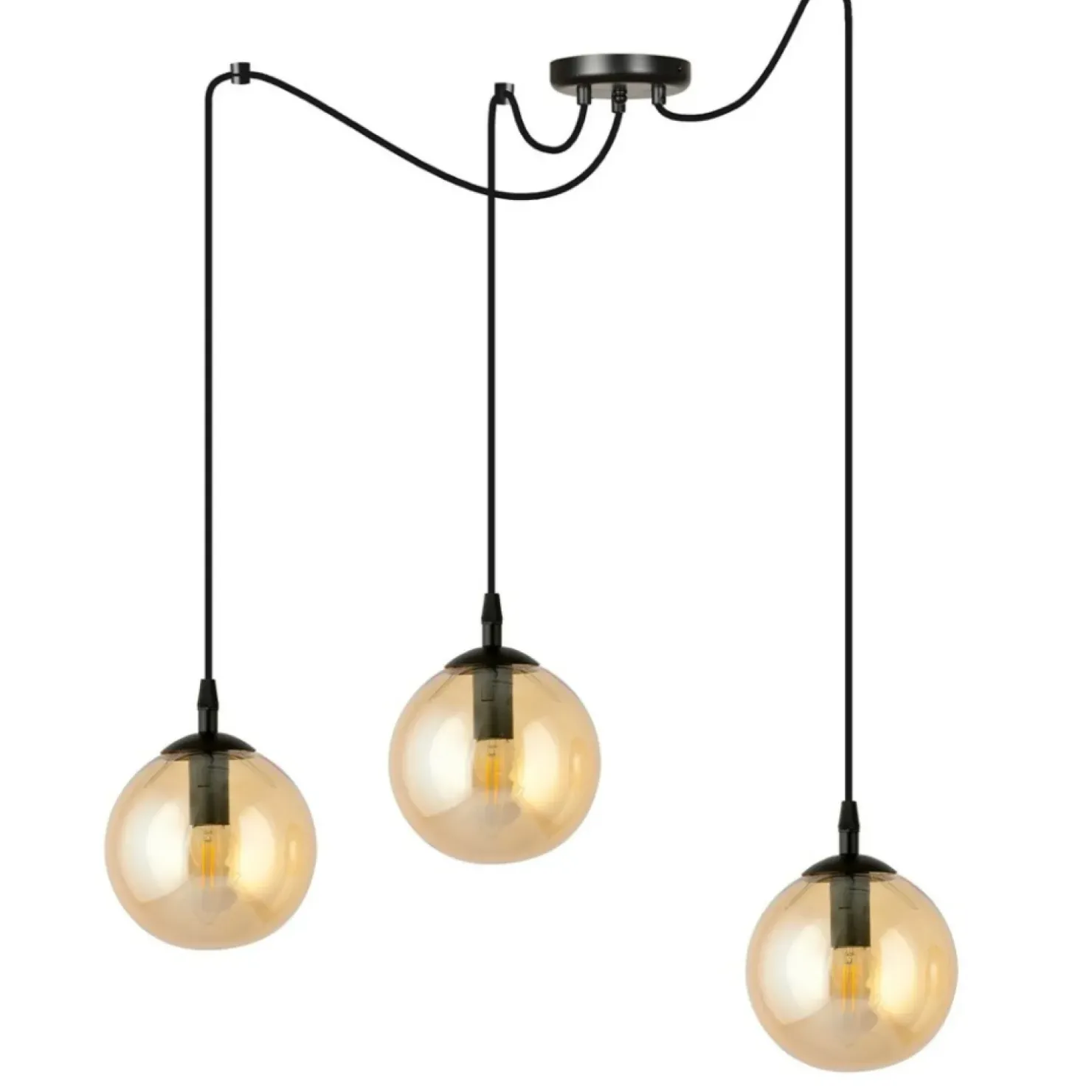 Discount Sklep Kaja Czarno miodowa lampa wisząca z kulistymi kloszami 938/3 | Kaja