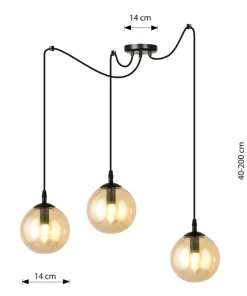 Discount Sklep Kaja Czarno miodowa lampa wisząca z kulistymi kloszami 938/3 | Kaja