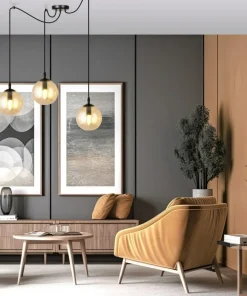 Discount Sklep Kaja Czarno miodowa lampa wisząca z kulistymi kloszami 938/3 | Kaja