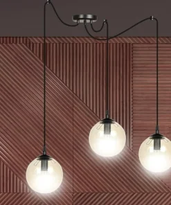 Discount Sklep Kaja Czarno miodowa lampa wisząca z kulistymi kloszami 938/3 | Kaja