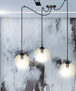 Discount Sklep Kaja Czarno miodowa lampa wisząca z kulistymi kloszami 938/3 | Kaja