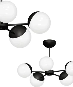 Sale Sklep Kaja Czarno-biała, klasyczna lampa wisząca do salonu MLP8866 z serii SFERA | Kaja Ośw