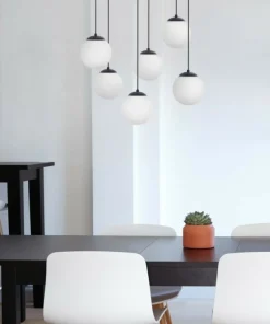 Best Sale Sklep Kaja Czarno-biała lampa wisząca na sześć żarówek K-4748 | Kaja Oświetlenie