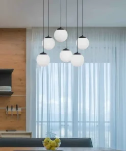 Best Sale Sklep Kaja Czarno-biała lampa wisząca na sześć żarówek K-4748 | Kaja Oświetlenie