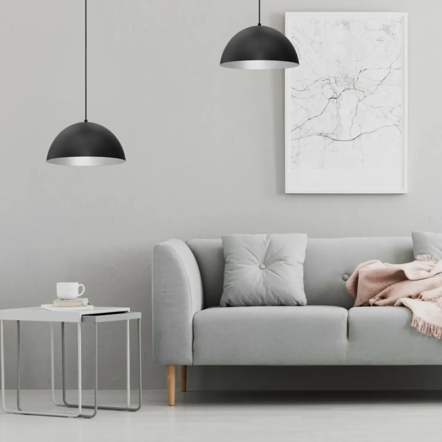 New Sklep Kaja Czarno-biała lampa wisząca, na jedną żarówkę MLP8954 z serii BETA | Kaja Oświetl