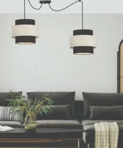 Store Sklep Kaja Czarno-biała lampa wisząca z dwoma abażurami 32-17857 z serii BENETA | Kaja Oświ