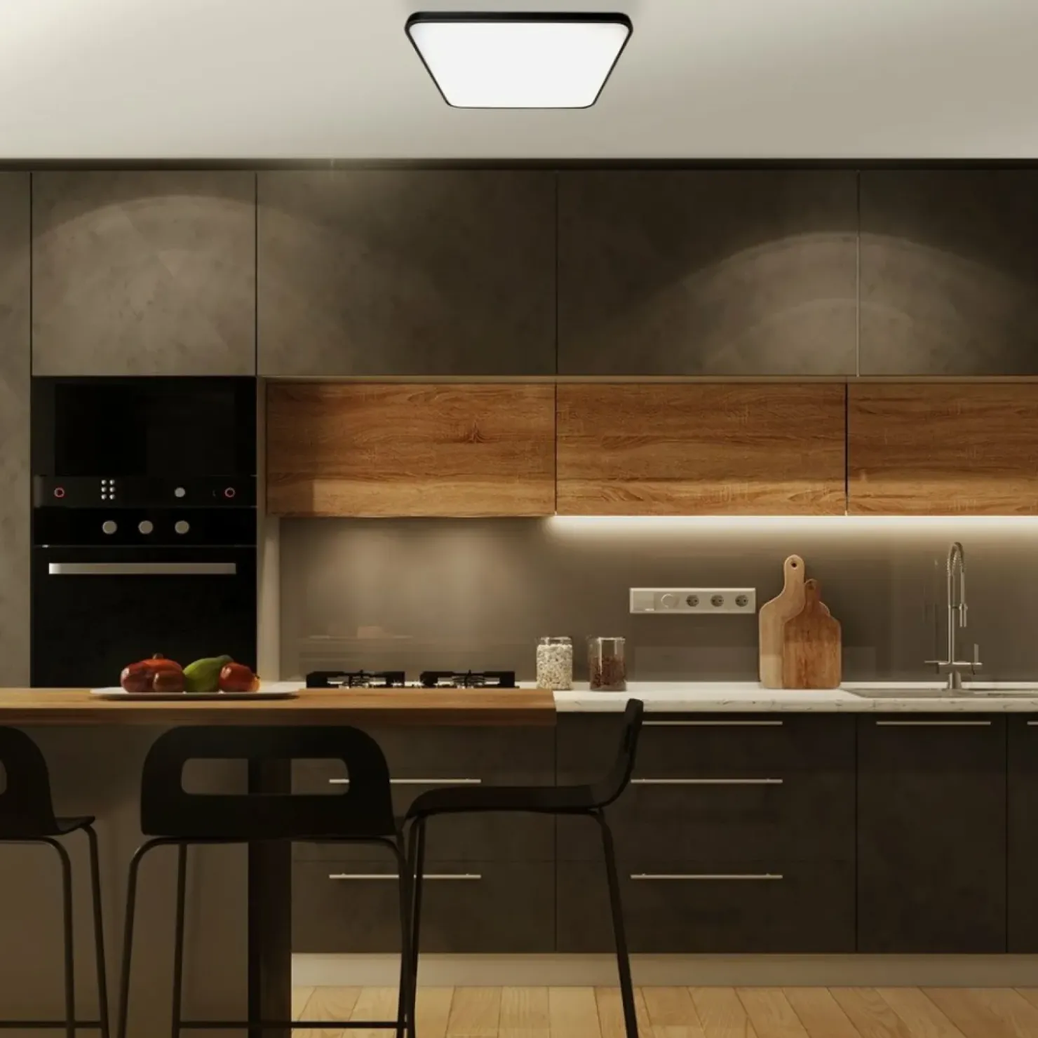 Czarno-biały plafon ze zintegrowanym LED-em ML7937 z serii FABIO | Kaja Oświetle*Sklep Kaja Store