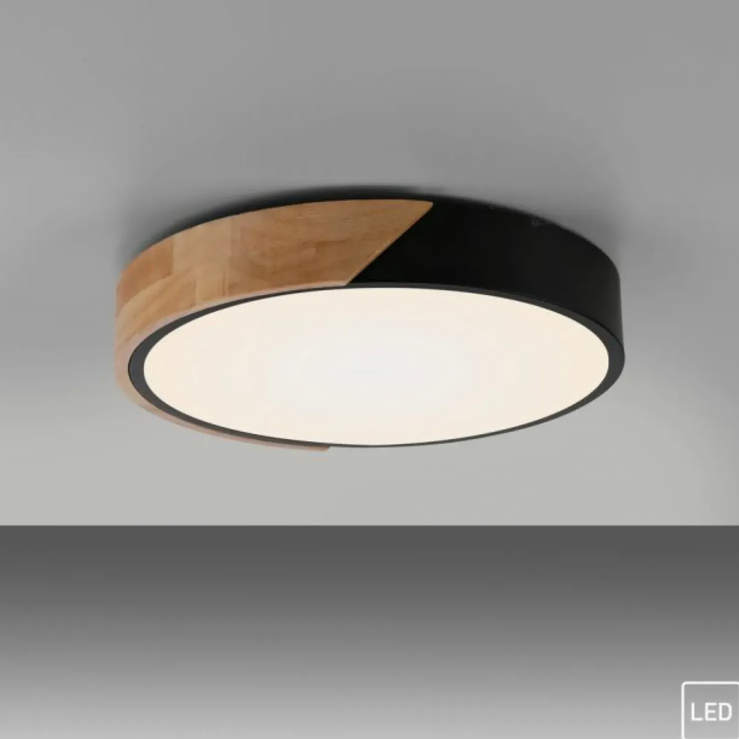 Czarno-drewniany plafon LED w formie koła ZM 14288-18 BILA | Kaja*Sklep Kaja Store