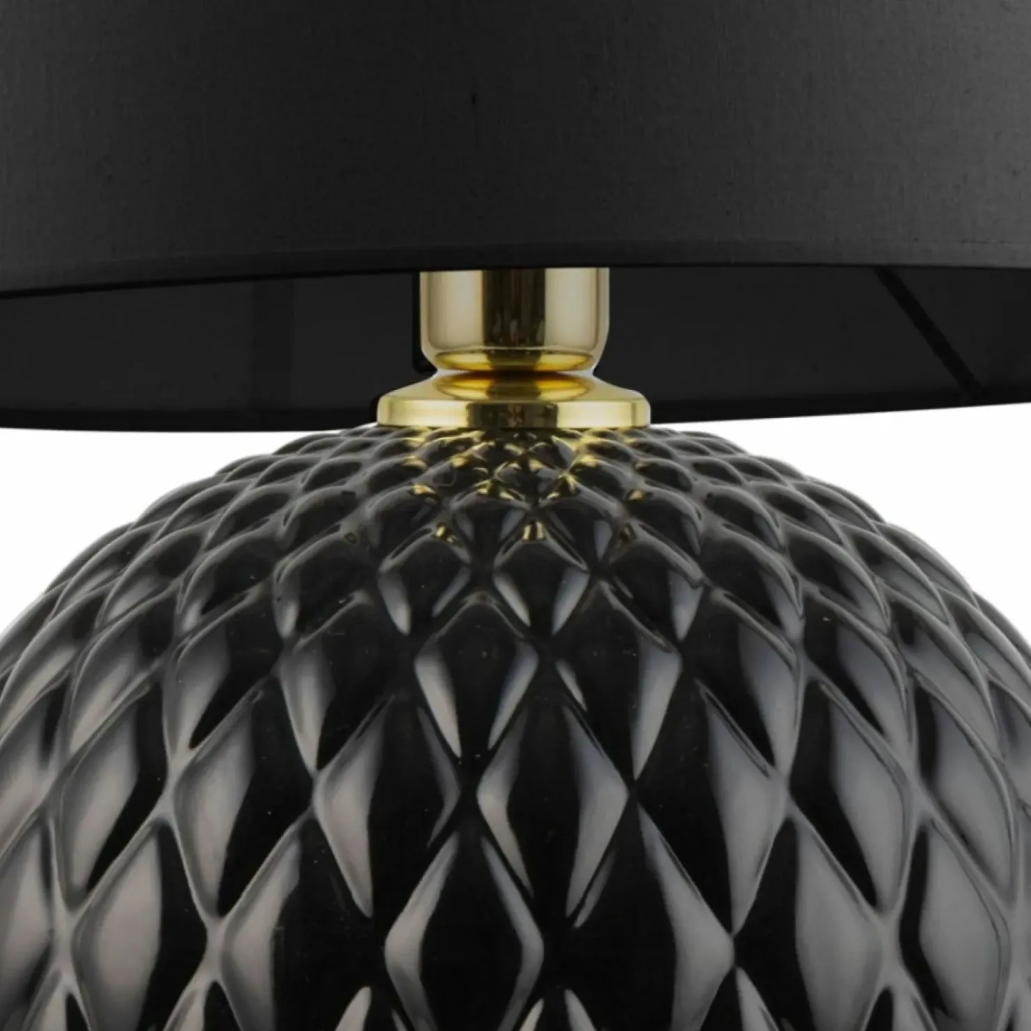 Czarno-złota, elegancka lampka nocna z abażurem TK 5590 SANTANA*Sklep Kaja Cheap