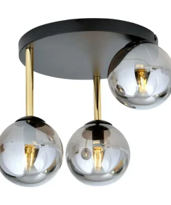 Czarno-złota lampa sufitowa z grafitowymi kloszami 1259/3 serii DOLCE*Sklep Kaja Discount