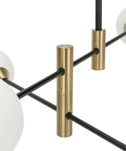 Outlet Sklep Kaja Czarno-złota lampa sufitowa PND-9148-6-OPAL MARINO | Kaja Oświetlenie