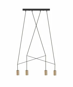Clearance Sklep Kaja Czarno-złota lampa wisząca, idealna do salonu 7957 | Kaja Oświetlenie mosiądz