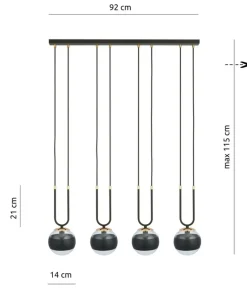 Sale Sklep Kaja Czarno-złota lampa wisząca, regulowane zwisy 1113/4 GLAM | Kaja