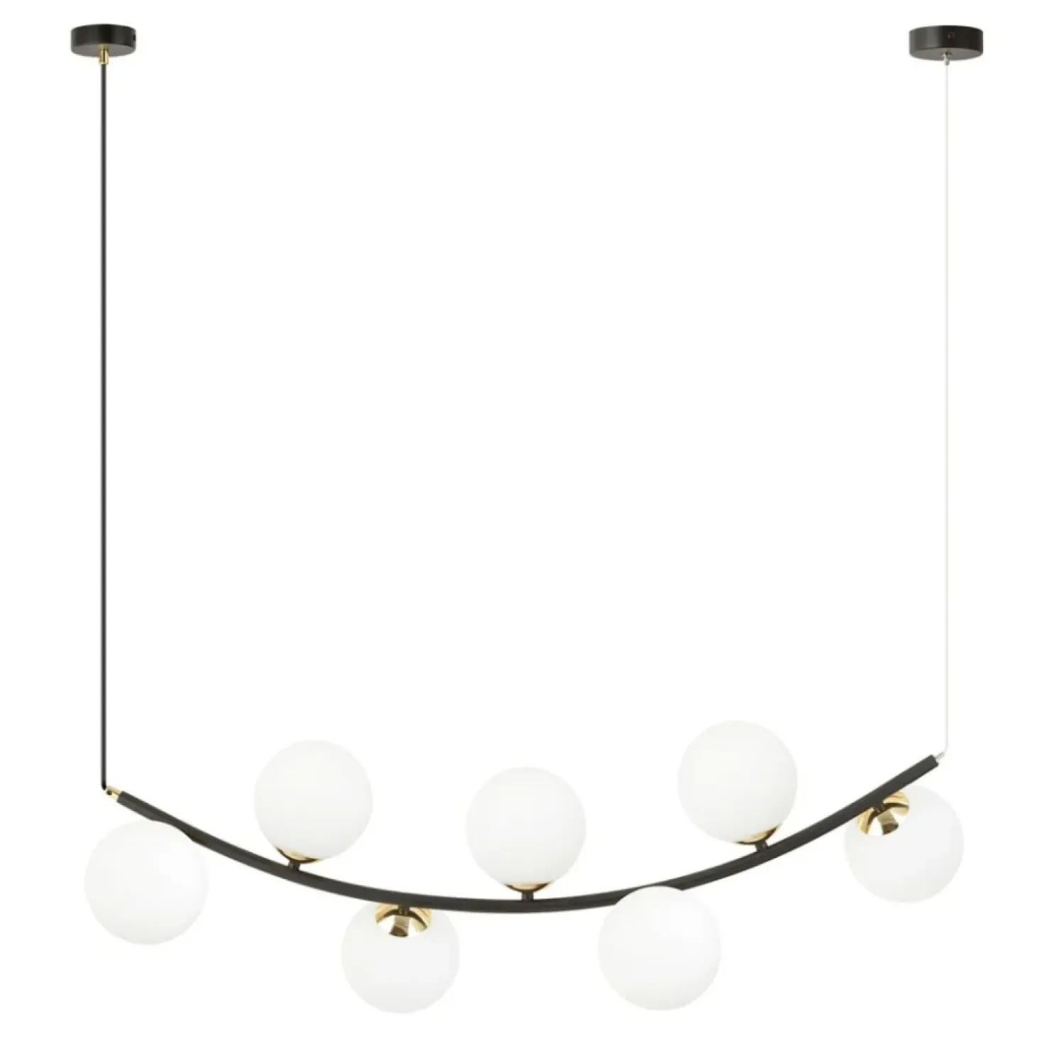Flash Sale Sklep Kaja Czarno-złota lampa wisząca z mlecznymi kloszami 1298/7 z serii RITZ