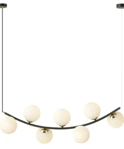 Flash Sale Sklep Kaja Czarno-złota lampa wisząca z mlecznymi kloszami 1298/7 z serii RITZ