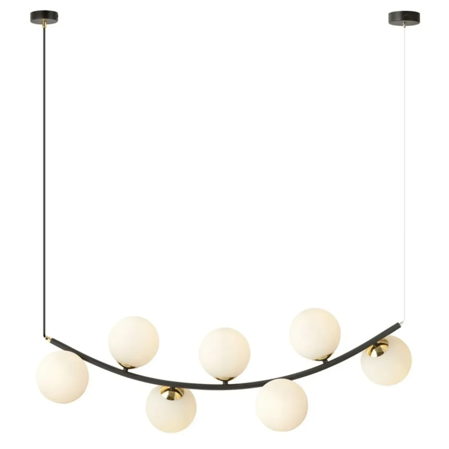Flash Sale Sklep Kaja Czarno-złota lampa wisząca z mlecznymi kloszami 1298/7 z serii RITZ