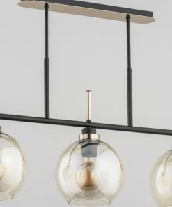 Best Sale Sklep Kaja Czarno-złota lampa wisząca z 3 szklanymi kloszami AL 62198 | Kaja