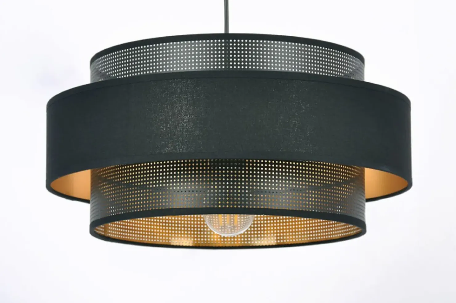 Czarno-złota lampa wisząca z gustownym abażurem K-5281 z serii AMOS*Sklep Kaja Hot
