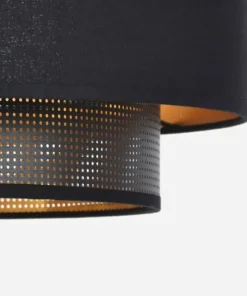 Czarno-złota lampa wisząca z gustownym abażurem K-5281 z serii AMOS*Sklep Kaja Hot
