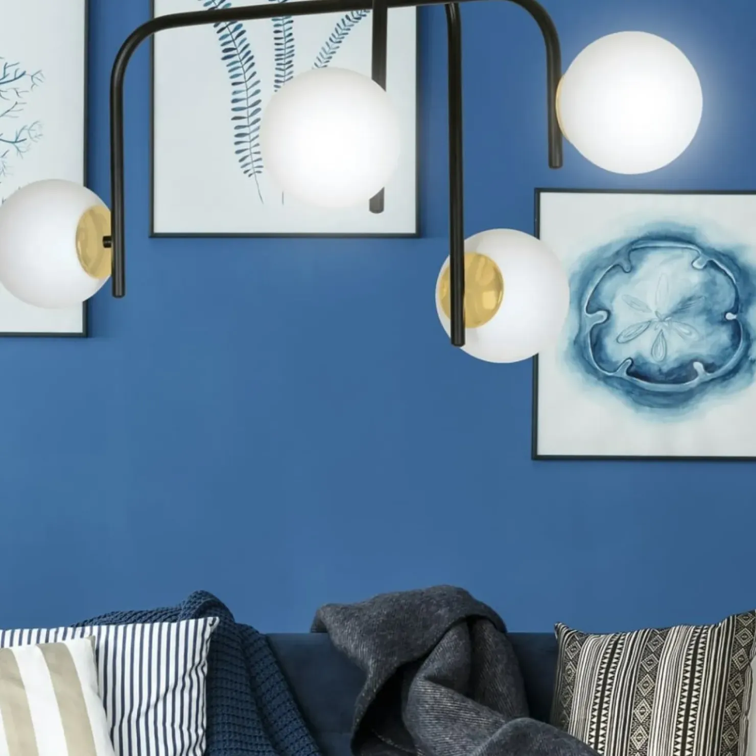 Shop Sklep Kaja Czarno-złota lampa z okrągłymi kloszami 1032/4B RAGNAR | Kaja