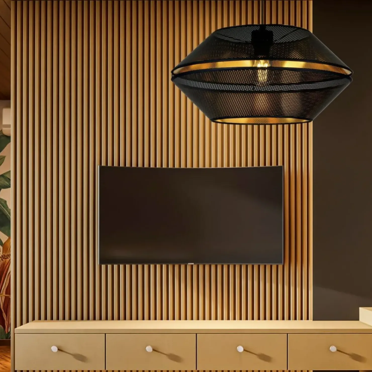 Czarno-złota lampa z perforowanym abażurem 1185/1 z serii MALIA | Kaja*Sklep Kaja Online