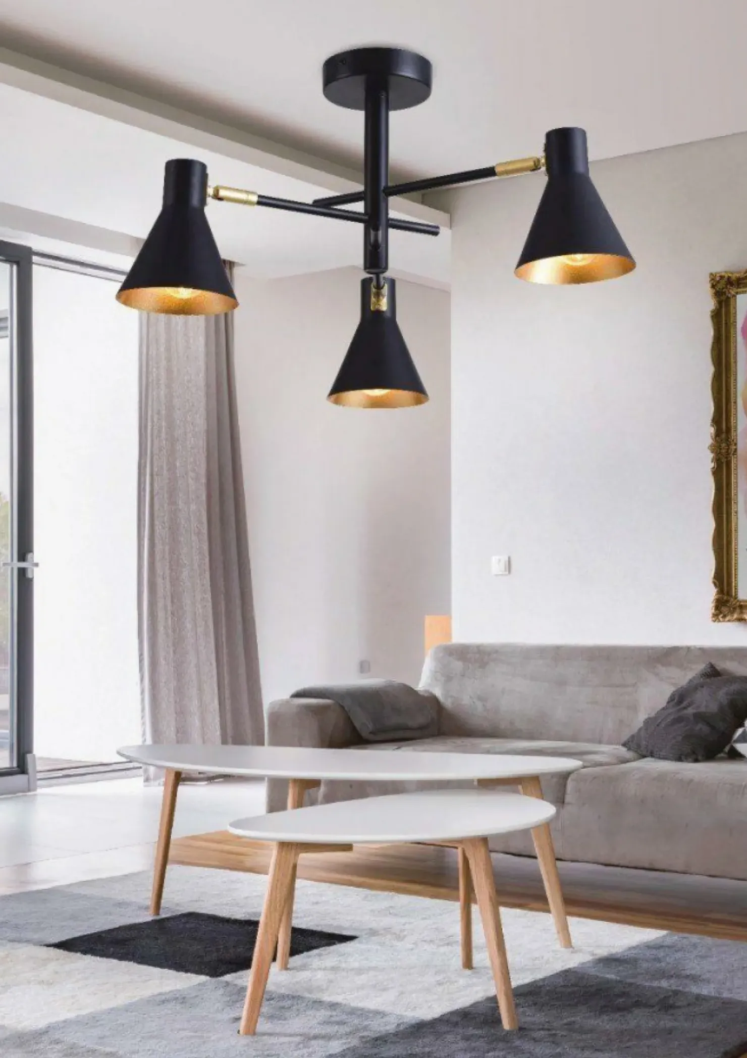 Shop Sklep Kaja Czarno-złota lampa z regulowanymi ramionami 33-70975 LESS | Kaja czarny