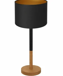 Czarno-złota lampka nocna, drewniana noga LX 3825 z serii TABLE LAMPS*Sklep Kaja Best