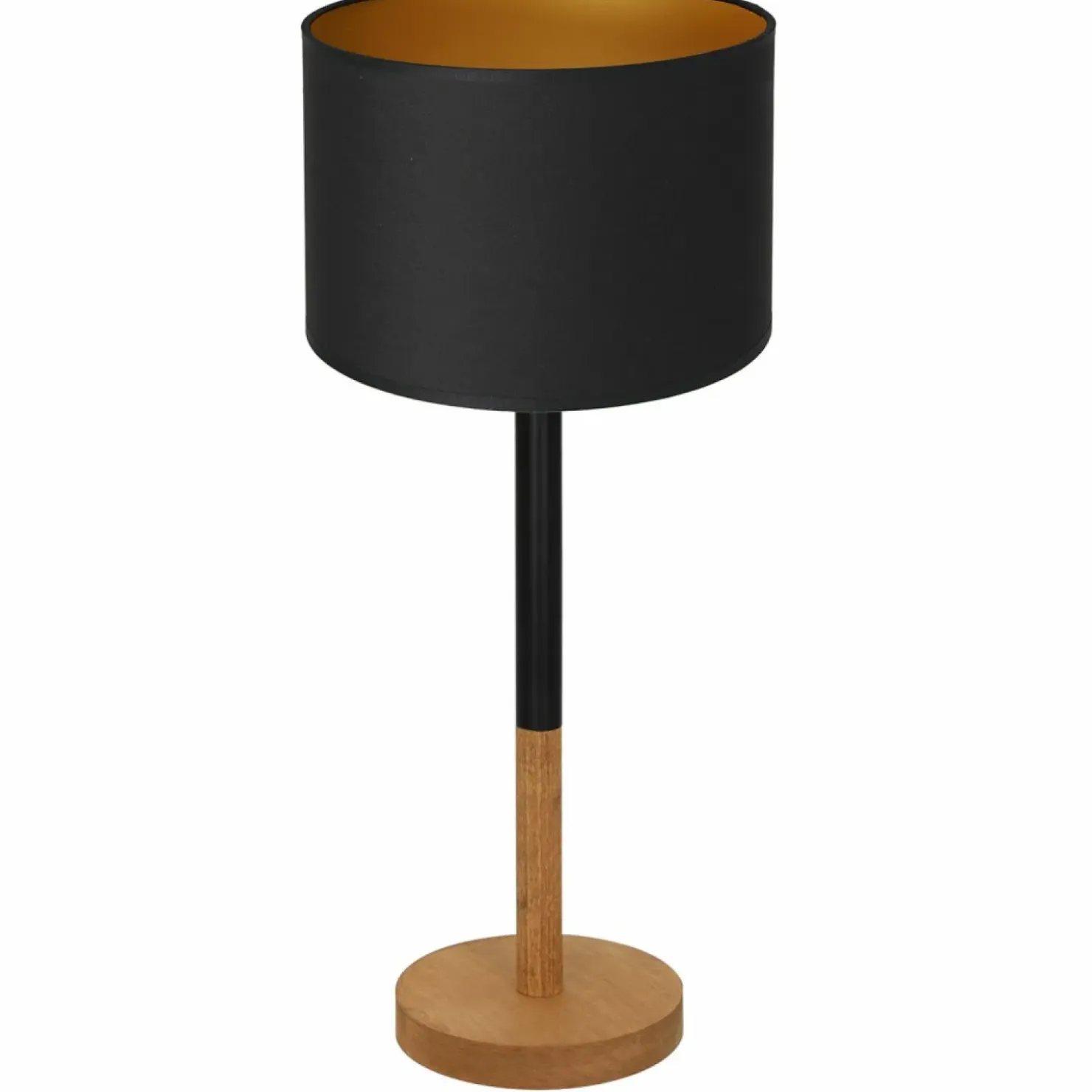 Czarno-złota lampka nocna, drewniana noga LX 3825 z serii TABLE LAMPS*Sklep Kaja Best