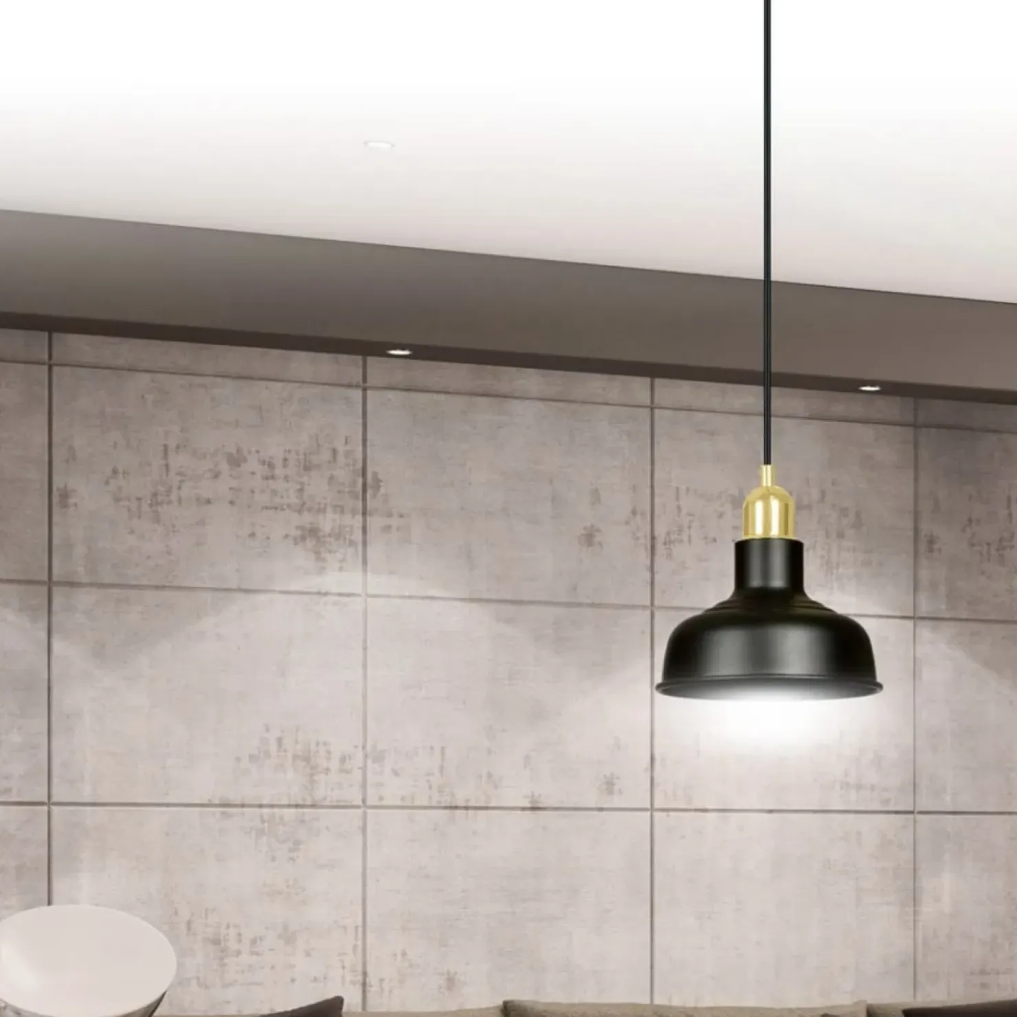 Best Sale Sklep Kaja Czarno-złota, loftowa lampa wisząca do kuchni 1042/1 IBOR | Kaja czarny