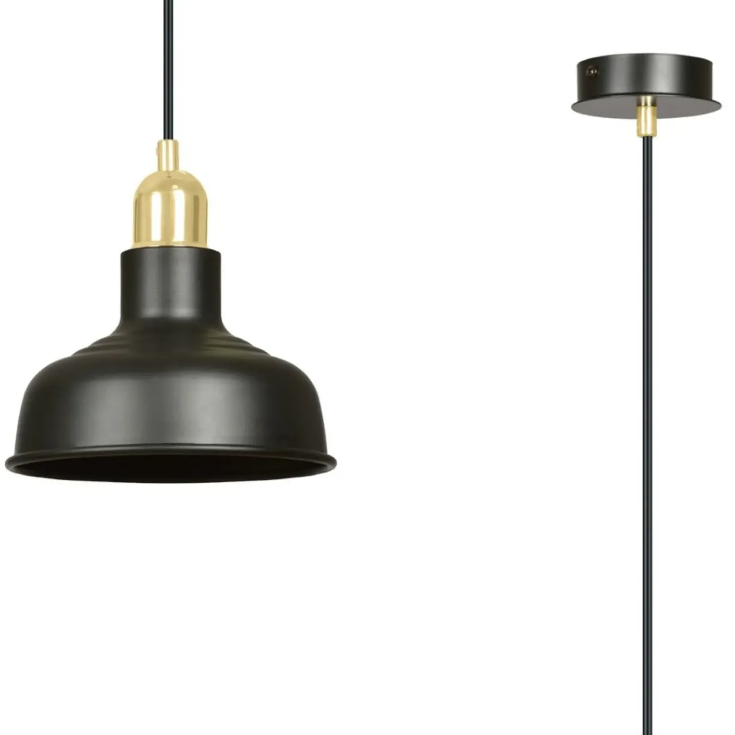 Best Sale Sklep Kaja Czarno-złota, loftowa lampa wisząca do kuchni 1042/1 IBOR | Kaja czarny