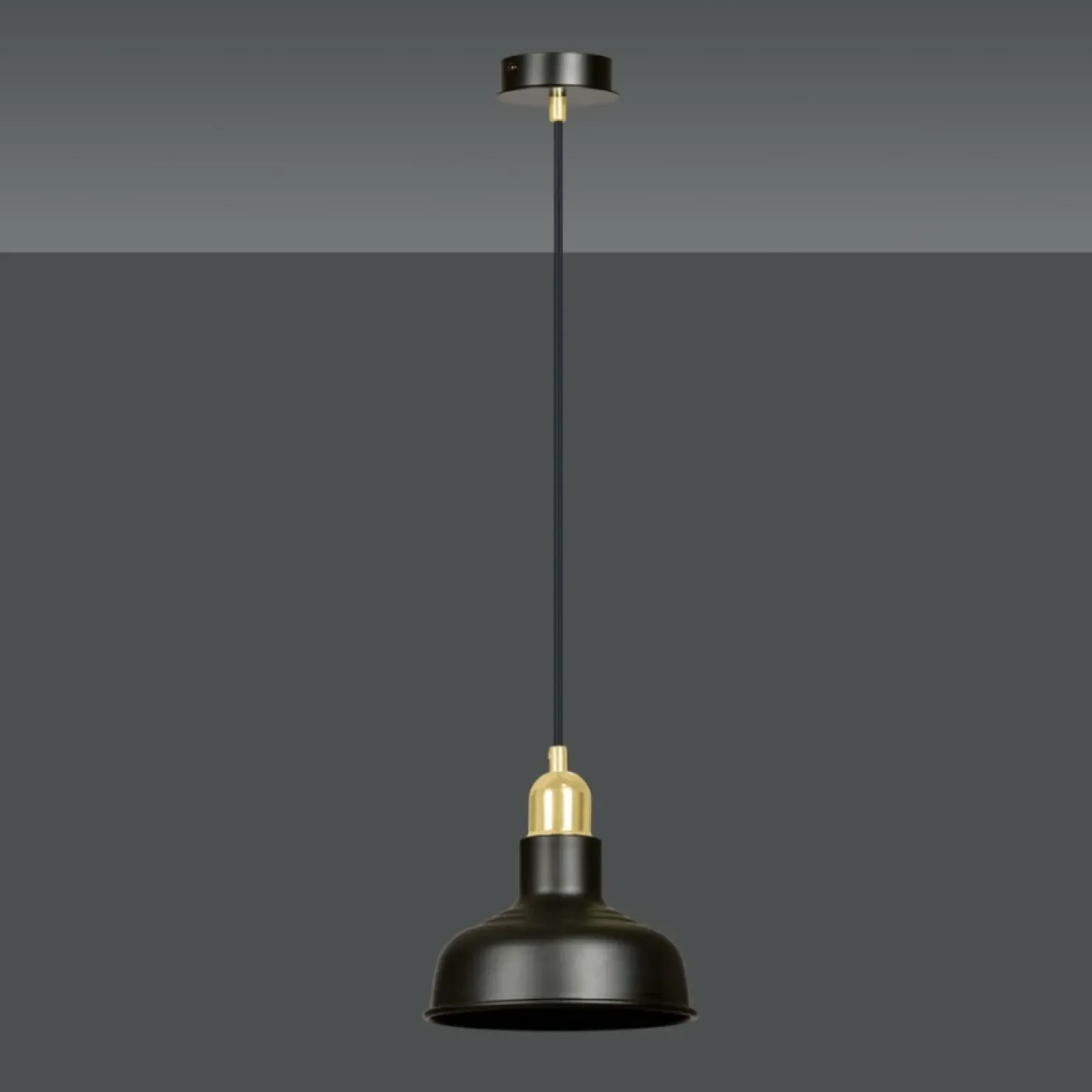 Best Sale Sklep Kaja Czarno-złota, loftowa lampa wisząca do kuchni 1042/1 IBOR | Kaja czarny