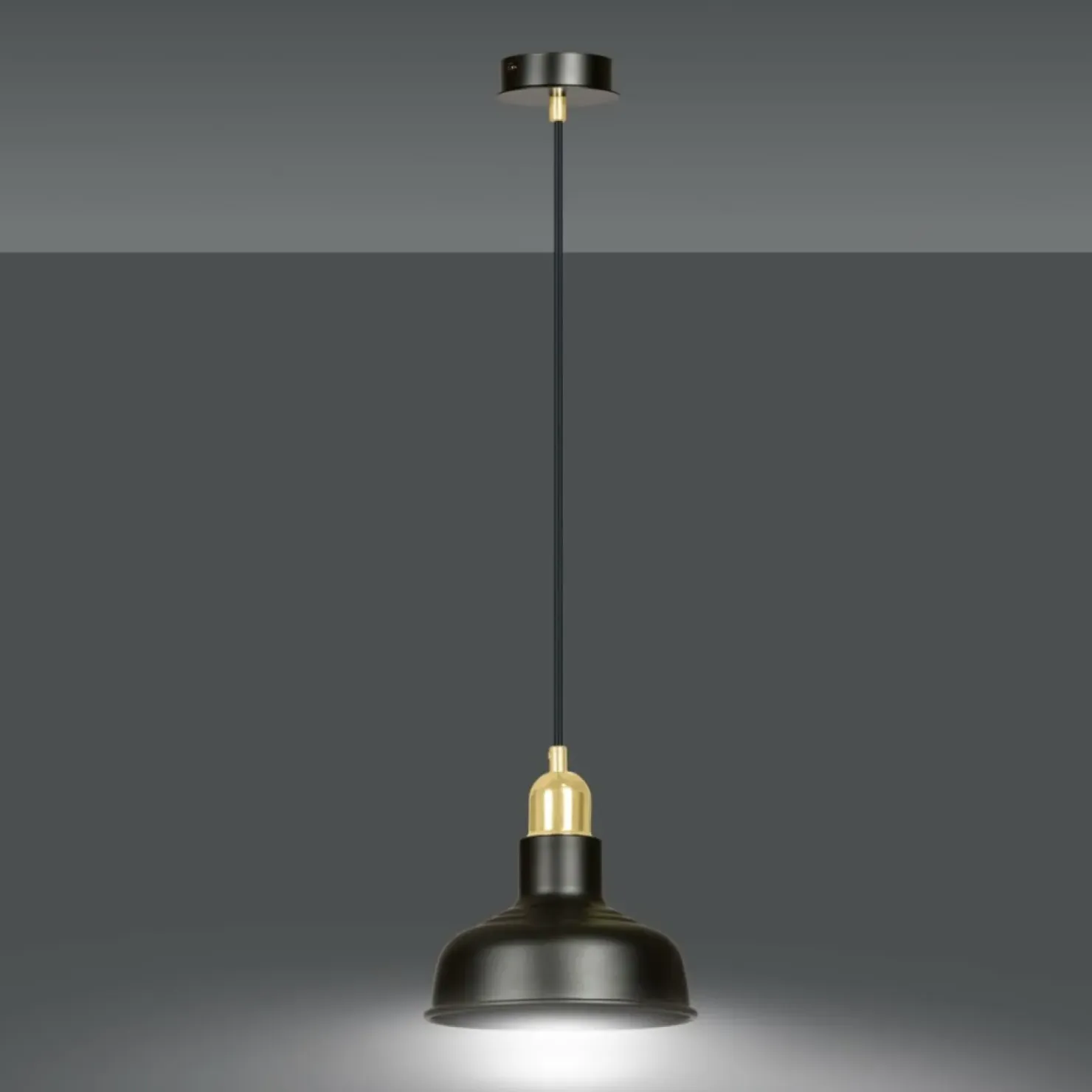Best Sale Sklep Kaja Czarno-złota, loftowa lampa wisząca do kuchni 1042/1 IBOR | Kaja czarny