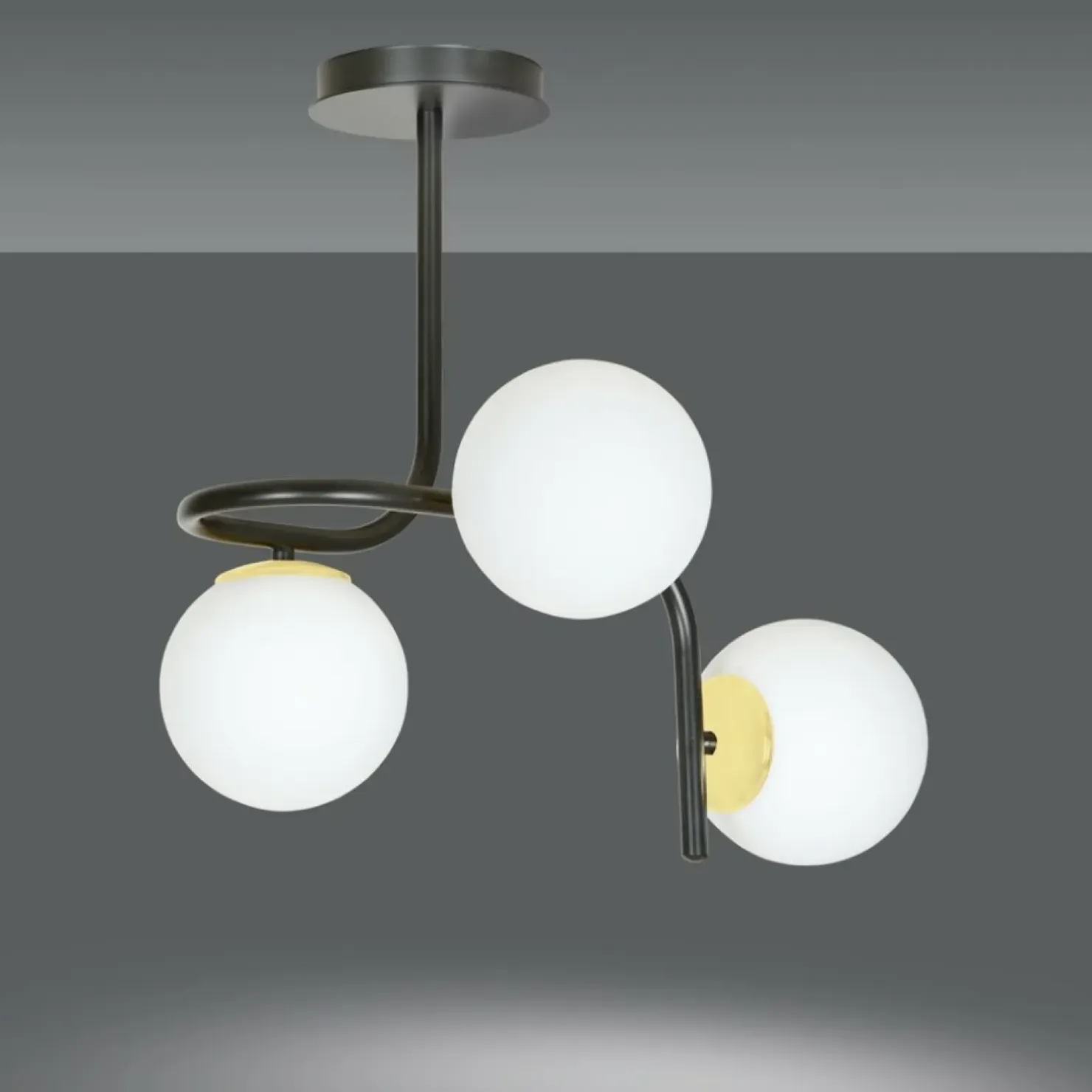 Sale Sklep Kaja Czarno-złota, metalowa lampa sufitowa 1032/3 RAGNAR | Kaja Oświetlenie