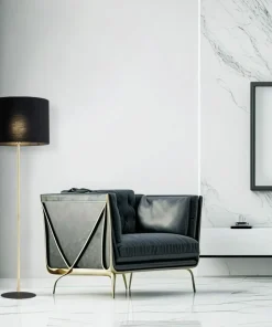 Czarno-złota, prosta lampa stojąca TK 16029 UMBERTO BLACK GOLD | Kaja*Sklep Kaja Store