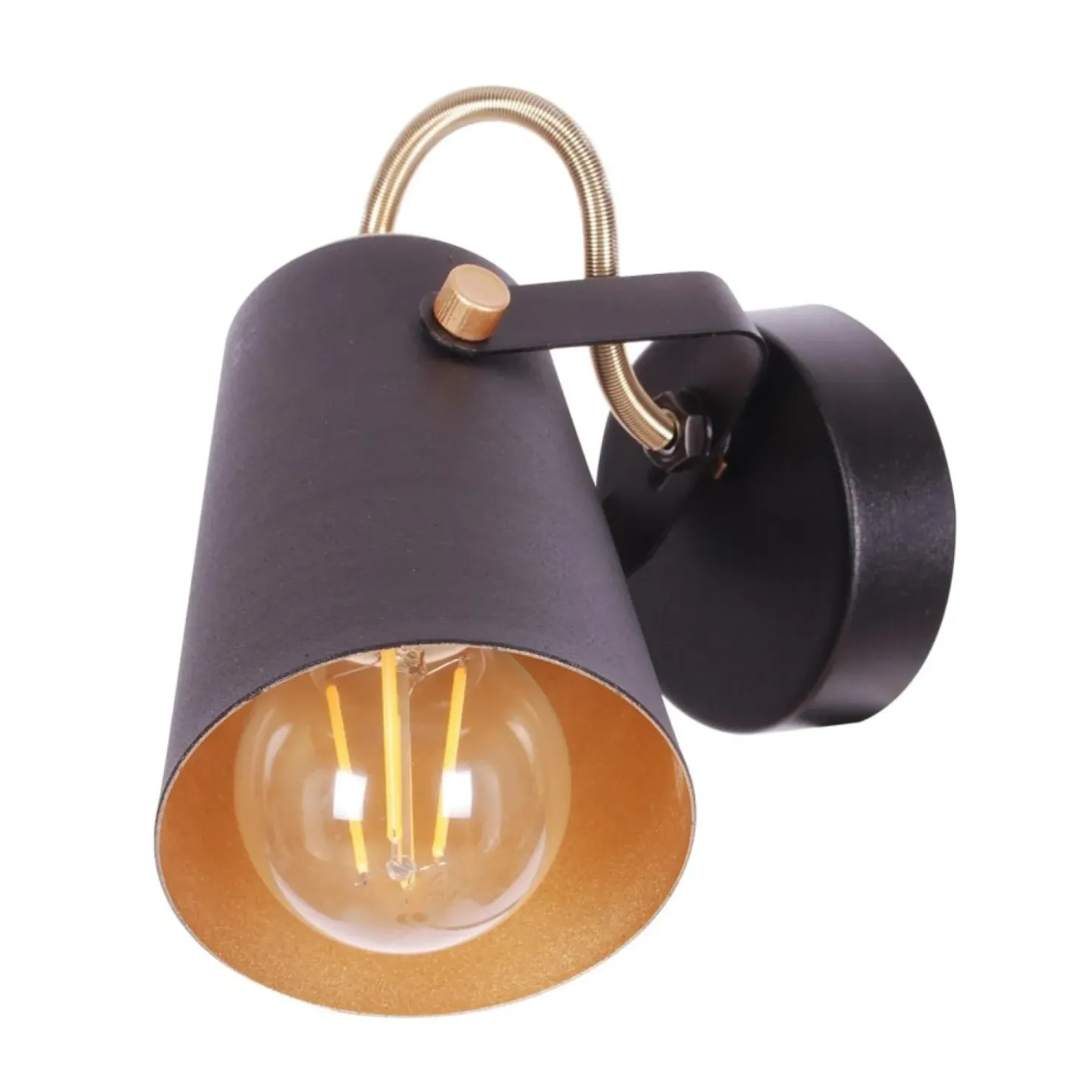 Czarno-złoty kinkiet w stylu industrialnym K-8114 z serii NOKA | Kaja*Sklep Kaja Shop