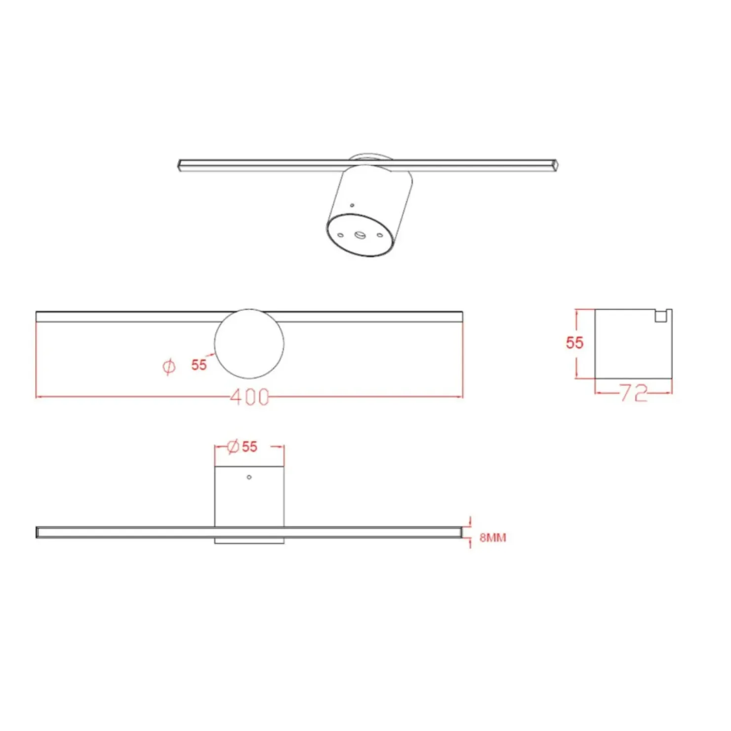 Czarny kinkiet do łazienki 40cm 6W LP-777/1W M BK z serii MODERN SLIM*Sklep Kaja Best